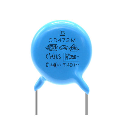 -40C-85C Y1 Capacité du condensateur de sécurité 472M/400V Résistance à l'isolation &gt; 100MΩ Certifié CE