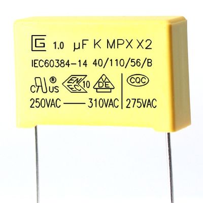 condensateur 1.0Uf de sécurité de 105K X2 avec les excellentes propriétés ignifuges P22.5MM