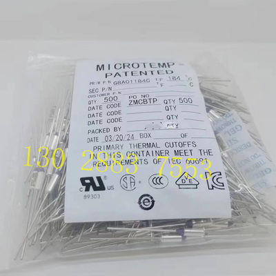 MICROTEMP G8A00072C Fuseau thermique Capacité d'interruption du courant jusqu'à 25 ampères à 250 VAC G8A01Tf072C