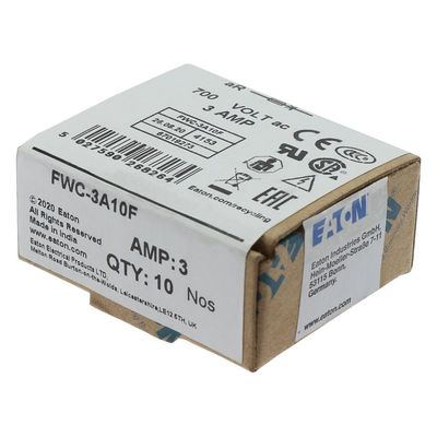 Excellente capacité de cyclisme et de performance Cramic Fuse Eaton Bussmann 10 X 38 mm Ferrule Fuse FWC-3A10F