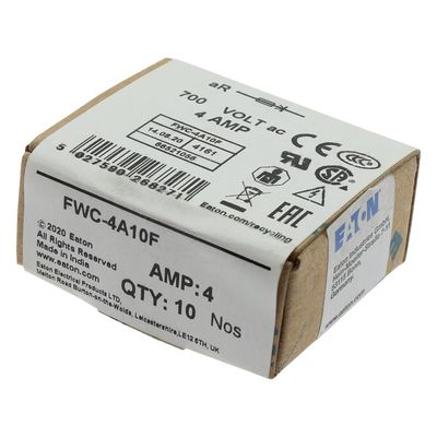 Excellente capacité de cyclisme et de performance Cramic Fuse Eaton Bussmann 10 X 38 mm Ferrule Fuse FWC-4A10F