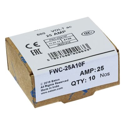 Excellente capacité de cyclisme et de performance Cramic Fuse Eaton Bussmann 10 X 38 mm Ferrule Fuse FWC-25A10F